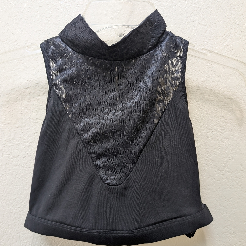 Victoria Secret Black Halter Crop Top W/ Cheetah Design. Size Large